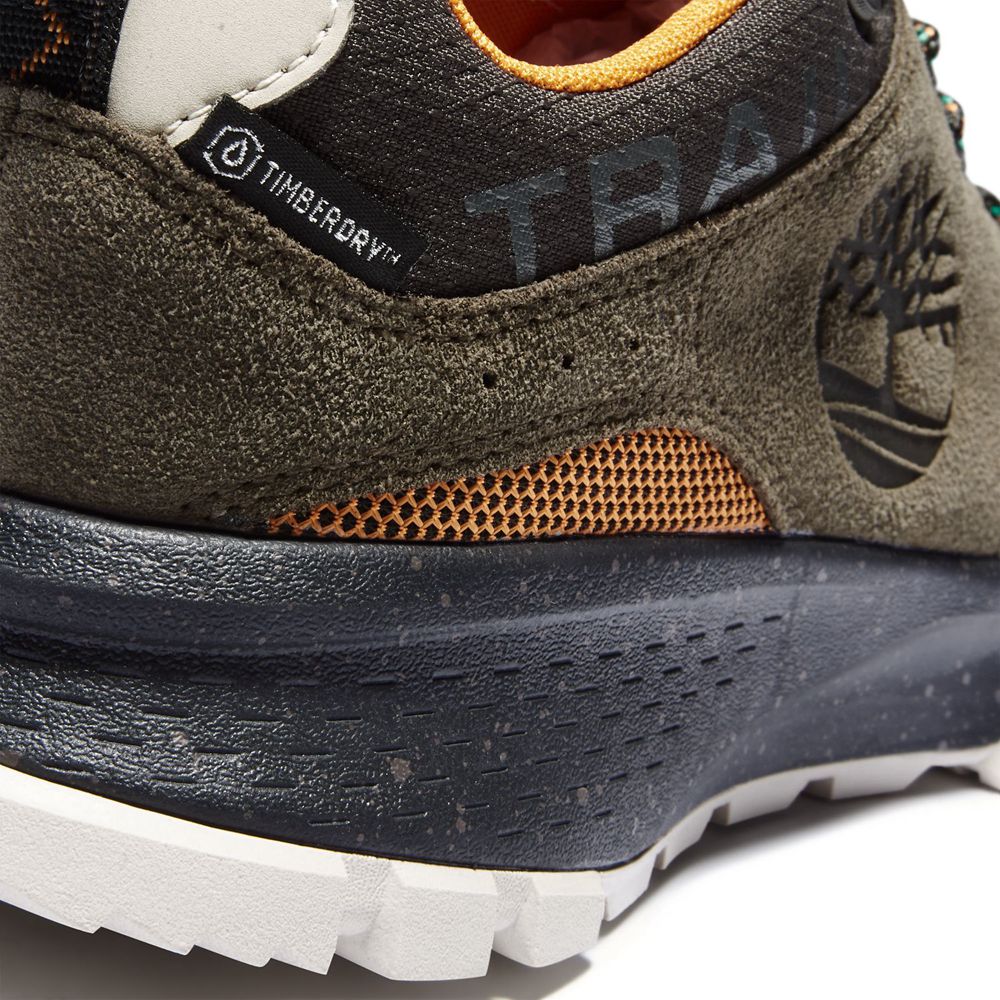 Timberland Mens Hiking Shoes Garrison Trail Low Waterproof - Olive/Black - India VS6975428